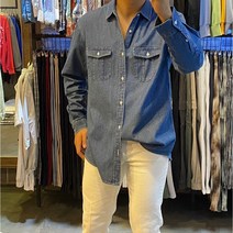 어썸블랑 남성용 오버핏 데님 카라 셔츠 청남방 3color