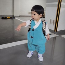 생활한복MZ언니 봄 가을 아동 도비 저고리 바지 한벌 개량한복 어린이집 유치원 등원복