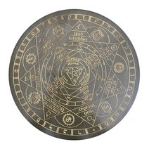 아스트롤라베 Seven chakra crystal energy disk 오크 조각된 마녀 점 props star pendulum board wooden carven board, 3-갈색