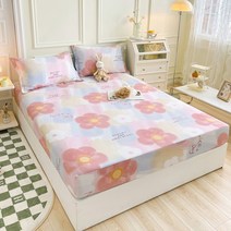 벙커침대 시트 인쇄 퀸 사이즈 매트리스 커버 코튼 탄력 밴드 Bedsheet 140x200, 02 fen xun hua nuan