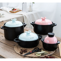 이우미 내열 뚝배기 안심 돌솥 비빔밥 전용 솥+뚜껑 세트 찌개 찜요리 1인용 전골 뚝배기PW278, Type_D 1800ML