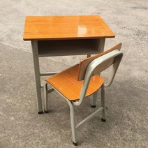 초등학교 책걸상 미술 학원 독재 8세 도서관 수강용, 브라운 책상 + 의자  60X40X65cm