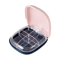 뚜껑이 달린 보석 보관 케이스 여행용 경량 유행 4 그리드 컨테이너, 분홍색, 3.86인치x3.35인치x1.18인치, ABS PS