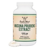 더블 우드 보충제 mucuna pruriens 추출물 - 도파민 부스팅 보충제 - 210 캡슐 1회 제공량당 1000mg 20 l dopa(벨벳 콩에서 추출)(기분 및 동기
