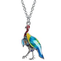 WEVENI 에나멜 합금 추수감사절 칠면조 목걸이 닭 펜던트 참 패션 주얼리 선물 여성용 여아용 에나멜 원석 없음. 가성비 추천 미국직구, Azure
