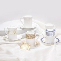 한국도자기 뚜껑 받침 머그 모음 본차이나 컵앤소서, 블랙문, 뚜껑받침머그