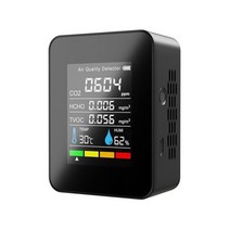 가정용 공기 품질 감지기 다기능 CO2 테스터 CO2 TVOC HCHO 값 온도 습도 디스플레이 알람 기능133865, CHINA, Black
