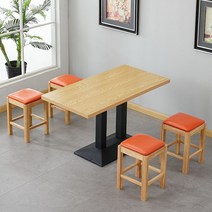 식당테이블 레스토랑 식탁 원목 식당탁자 업소용 테이블 카페 4인용 인테리어, D. 120x60CM 테이블 + 오렌지 의자x4