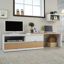 우아미가구 레브 2단 오픈 와이드 멀티 콘솔, 오크화이트