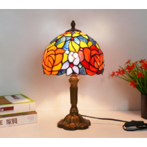 단 스탠드 조명 윤식당 스테인드 글라스 인테리어, 주황색 다이아몬드 격자 20cm