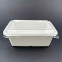 [CLS+] 직사각 펄프 용기 뚜껑 세트 50개 850ml 아이보리, 50개입, 1개