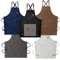 MD 내구성 강한 캔버스 빈티지 앞치마/카페 주방 공방, 3포켓 캔버스앞치마(네이비)