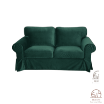 이케아 EKTORP 엑토르프 2인용 패브릭 거실 소파 커버 리폼 덮개 맞춤커버링, 다크그린벨벳64