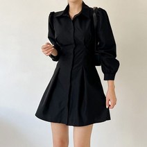 퍼니걸스 9542 카라 셔츠 핀턱 퍼프 미니 원피스 여성의류