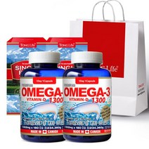 통라이프 통라이프-프리미엄 오메가3 1300+비타민D-6개월분-2병-선물세트, 상세 설명 참조, 단일옵션