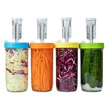 Jillmo Fermentation Kit Plastic Fermenter Lid with Airlock for Wide Mouth Mason Jar (4 Set Jars N, 본상품