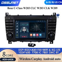 4GLTE 안드로이드 10 자동차 멀티미디어 플레이어 오토라디오 GPS 메르세데스 벤츠 C 클래스 W203CLC W203 CLK W209 라디오 내비게이션 스테레오 BT, CHINA, 4Core 1G 16G AI