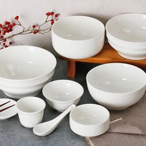 모던 화이트 도자기 면기 우동기 라면기 비빔밥 국수 짜장면 짬뽕 냉면 라면 우동 그릇, 흰색