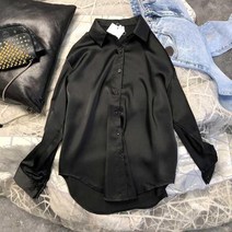 마이네임이즈 파운더스 블라우스 봄 가을 여성 패션 긴 소매 새틴 빈티지 대형 스트리트 셔츠 모조 실크