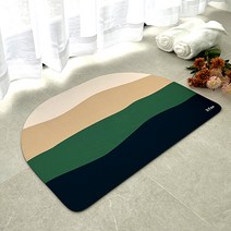 디포아 빨아쓰는 규조토 발매트 3세대 주방 욕실 매트, 반달형 - 딥그린