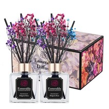 에스메랄다 스퀘어 디퓨저 150ml 2개입 라벤더 청포도 선물세트, 멀티플라워(2p)포함, 불가리아 로즈X1세트