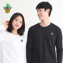 멋지군 쿨론 기능성 라운드 긴팔 파인애플 자수 쿨 티셔츠