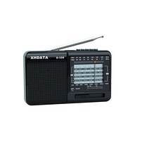 XHDATA D-328 단파 AM FM DSP 휴대용 소형 멀티 밴드 라디오 스테레오 MP3 플레이어 충전식 배터리 이어폰 잭 휴대용 멀티미디어 스피커 USB 마이크로 SD 카드, Black