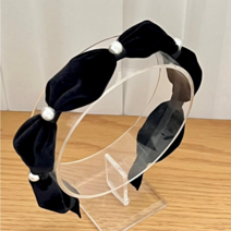 모란코 셔링 볼륨 진주 벨벳 헤어 머리띠