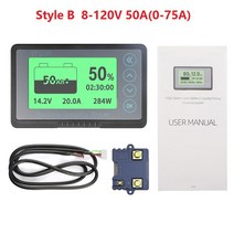 적산계 파워 뱅크 배터리 용량 테스터 TF03K DC 8-120V 50A/100A/350A/500A 전압 디스플레이 쿨롱 카운터, 05 Style B 8-120V 50A