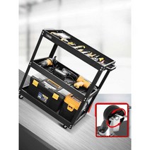 공구정리대 공구걸이대 거치대 이동식 진열, 3단 공구 카트(검정색) 520x520x260