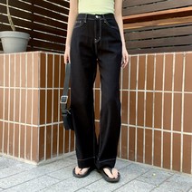 시크블랙 톰보이 스티치 와이드 면팬츠-PT9904K25