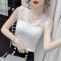 레이스 나시 이너 니트 민소매