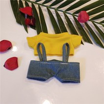 10cm 15cm 20cm 동물 전신 인형옷 아이돌 솜인형, 핑크티+화이트오버롤+토끼머리커버+투명안경불포함, 20센티 인형 전용 cm