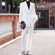 마마홀릭 빅사이즈 버클 자켓 팬츠 정장 투피스 세트 06394