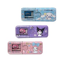 [월드몰]산리오 캐릭터 철필통 2단 필통 세트 마이멜로디 시나모롤 쿠로미