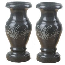 돌화병 석조청석화병촛대 묘지 향로 세트촛대화병 납골당, 20cm