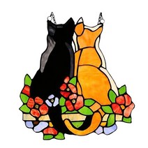 아크릴 고양이 걸이식 팬던트. 다색 와이어. 높은 스테인드 글라스 선캐처 창 패널. 홈 장식 액세서리. 신, 01 A