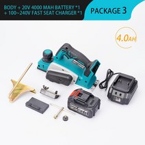 자동대패 전동대패기 대패가공기 무선 전동 렌치 포함 18V 15000rpm 핸드 헬드 충전식 전기 마끼다 배터리 목재 절단 도구, 1Battery 40A+미국
