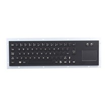 [해외] 방수 USB 표준 블랙 스테인레스 스틸 산업용 금속 키오스크 키보드 내장 마우스 터치 패드, German Layout, USB Interface