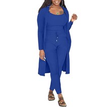 여성용 겨울 가을 골지 니트 3피스 의상 탱크 크롭 긴소매 오픈 프론트 가디건 바디콘 조거 팬츠 트랙수트 세트 옐로우