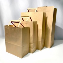 27리빙 튼튼한 크라프트 쇼핑백 소 선물 도시락 미니 무지 종이가방, 특대 100개