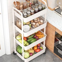 무타공마켓 간편조립 이동식선반 트롤리 틈새 선반 카트, 화이트