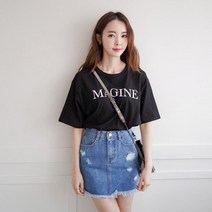 마롱패션 트 미니 스커트 데님 데미지 데미지미니