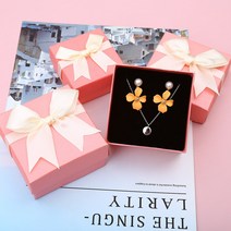 주얼리케이스 리본상자 반지케이스 귀걸이 목걸이 쥬얼리상자, 8cmX8cm(a)