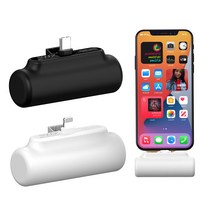 프리미엄 일체형 미니 스틱 보조배터리 5000mAh, C타입 블랙
