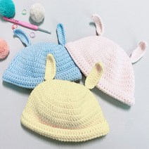 아기 토끼 신생아 뜨개 모자 DIY 동영상 패키지 키트 계묘년 흑토끼띠 태교 코바늘뜨개, 716차콜
