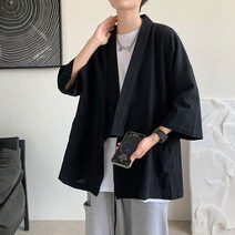 스프링 썸머 침착맨 잠옷 한텐 기모재질노 하카마 하오리, 블랙
