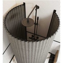 가정용 간이 샤워 부스 파티션 공간분리 욕실 물막이, 반경 110cmx높이 200cm 베이지