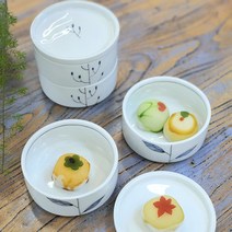 자기소 청화 핸드메이드 도자기 뚜껑그릇 반찬그릇, 싸리꽃, 찬통(아래)