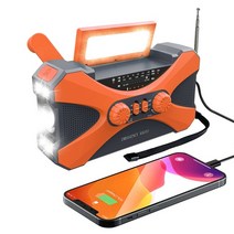 휴대용 라디오 어르신 건전지 아날로그 클래식 10000mah 비상 라디오 휴대용 태양 손 크랭크 라디오 amfmnoaa led 손전등 sos 경보 전원 은행 스피커 날씨 라디오, 오렌지 10000mah